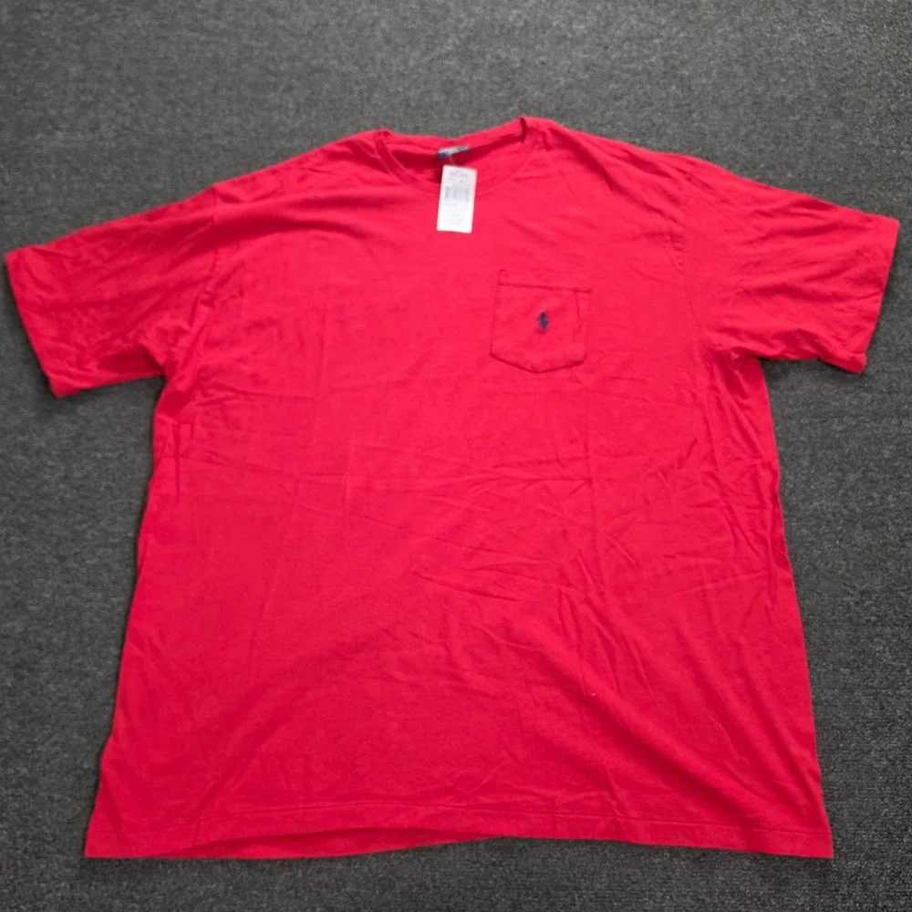 Vintage Polo Ralph Lauren Pocket T-Shirt Mens XXL Red Short Sleeve Pony Logo